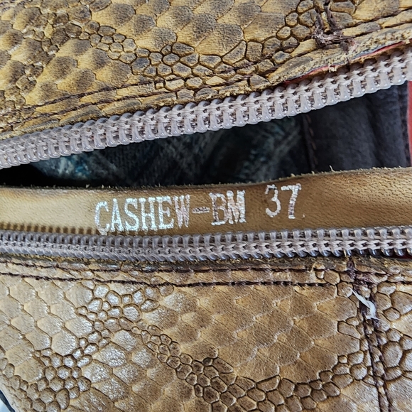 Spring Step L'ARTISTE 3 Tone Leather Ankle Boot Reptile Tan Black Size 37 - Picture 3 of 16